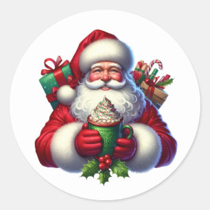 Weihnachtsmann-Sticker Runder Aufkleber