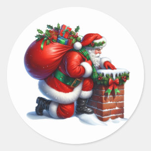Weihnachtsmann-Sticker Runder Aufkleber