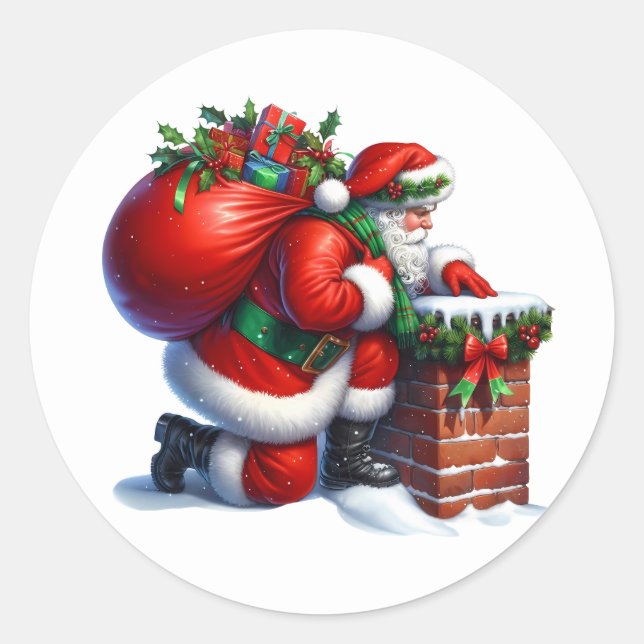 Weihnachtsmann-Sticker Runder Aufkleber (Vorderseite)