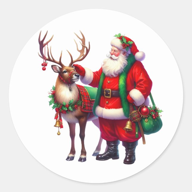 Weihnachtsmann-Sticker Runder Aufkleber (Vorderseite)