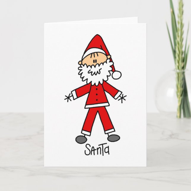 Weihnachtsmann-Strichmännchen-Karte Feiertagskarte (Vorderseite)