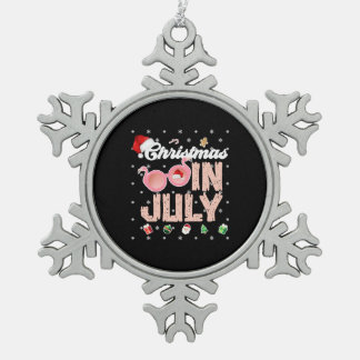 Weihnachtsmann surft Hawaiianisches Weihnachten im Schneeflocken Zinn-Ornament