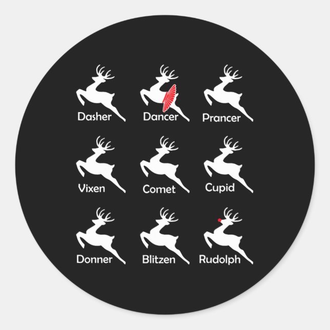 Weihnachtsmann Tänzer Ballerina Tanz Runder Aufkleber (Vorderseite)