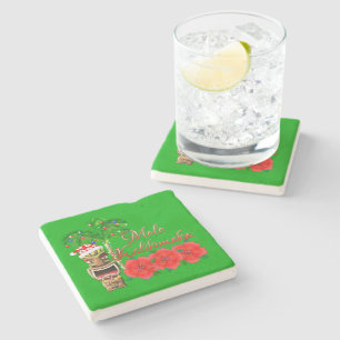 Weihnachtsmann Tiki Mele Kalikimaka Steinuntersetzer
