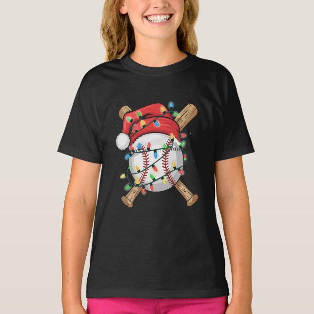 Weihnachtsmann trägt Baseballspieler zu Weihnachte T-Shirt (Vorderseite)