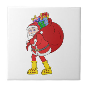 Weihnachtsmann trägt große gelbe Stiefel Fliese