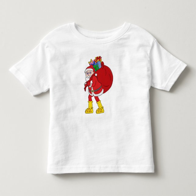 Weihnachtsmann trägt große gelbe Stiefel Kleinkind T-shirt (Vorderseite)