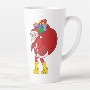 Weihnachtsmann trägt große gelbe Stiefel Milchtasse