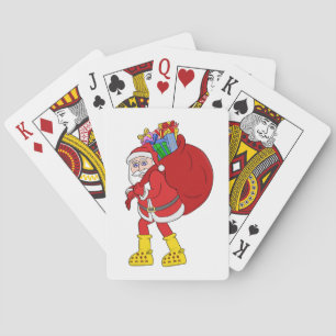 Weihnachtsmann trägt große gelbe Stiefel Spielkarten