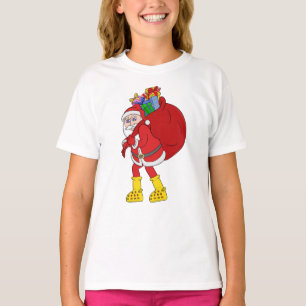 Weihnachtsmann trägt große gelbe Stiefel T-Shirt