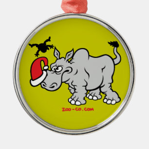 Weihnachtsmann trifft ein Nashorn Silbernes Ornament