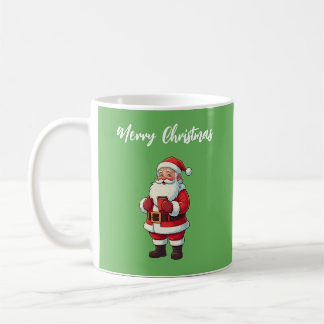 Weihnachtsmann trinkt heiße Schokolade Kaffeetasse (Links)