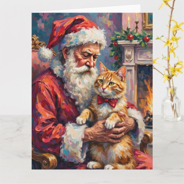 Weihnachtsmann Türkisch Angora Katze Weihnachts Ku Karte (Gelbe Blume)