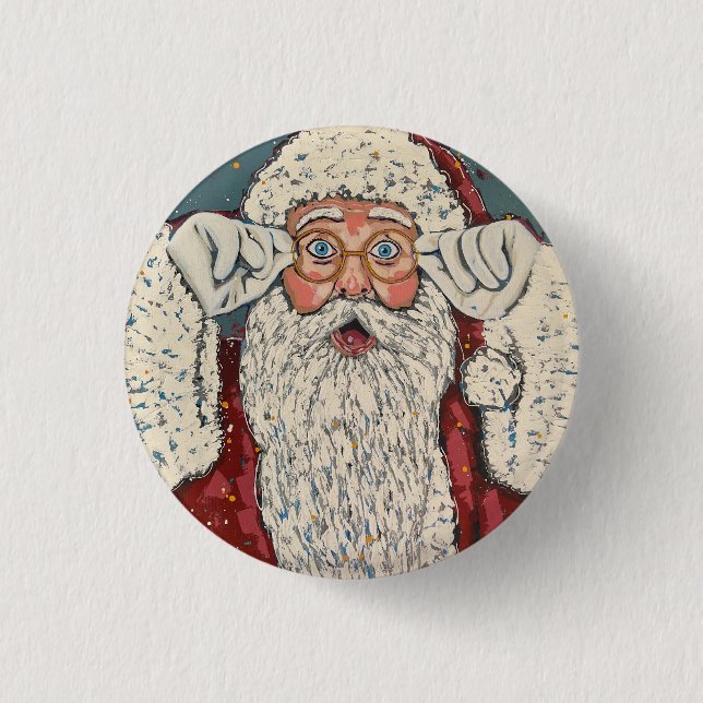 Weihnachtsmann überrascht button (Vorderseite)