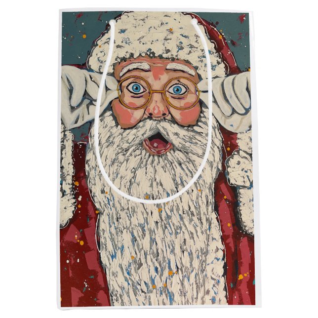 Weihnachtsmann Überrascht Mittlere Geschenktüte (Vorderseite)