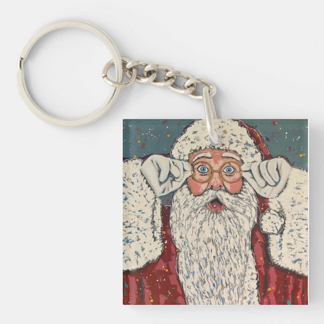 Weihnachtsmann überrascht schlüsselanhänger (Vorderseite)