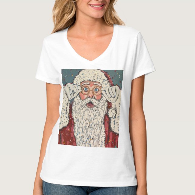 Weihnachtsmann überrascht T-Shirt (Vorderseite)
