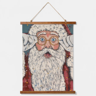 Weihnachtsmann überrascht wandteppich mit holzrahmen