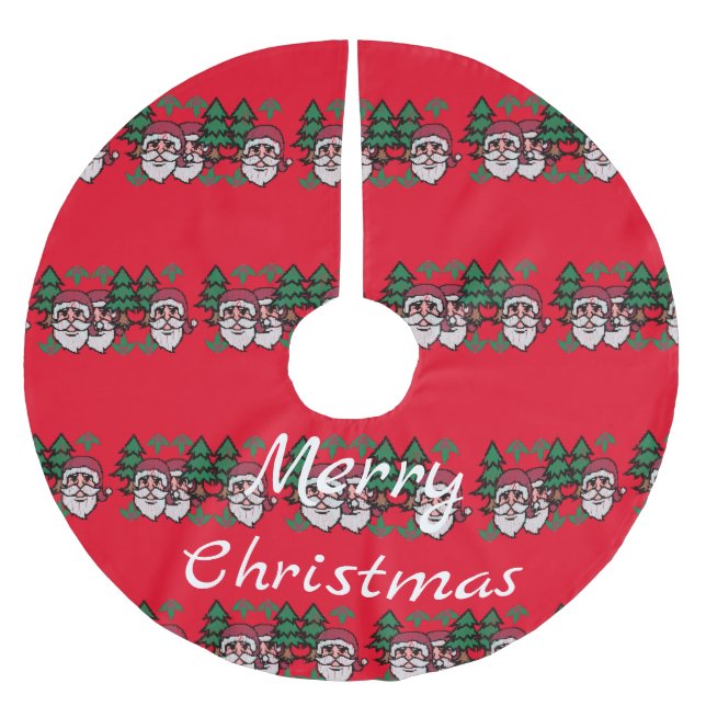 Weihnachtsmann und Bäume Thunder_Cove Polyester Weihnachtsbaumdecke (Vorderseite)