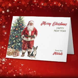 Weihnachtsmann und Boston Terrier Dog Weihnachten