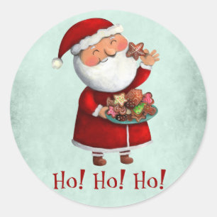 Weihnachtsmann und Cookies Runder Aufkleber