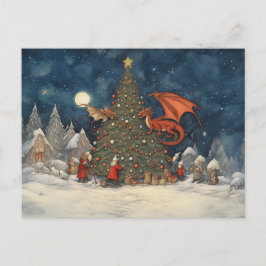 Weihnachtsmann und die Drachen verzaubert Feiertagspostkarte