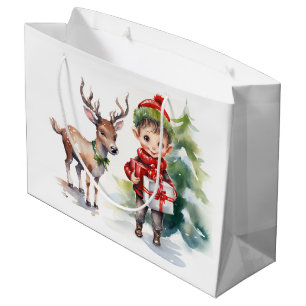 Weihnachtsmann und Elf Große Geschenktüte