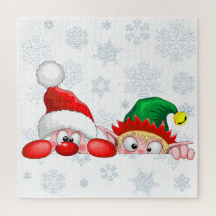 Weihnachtsmann und Elf Süßer und lustiger Weihnach