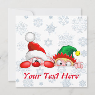 Weihnachtsmann und Elf Süßer und lustiger Weihnach Dankeskarte