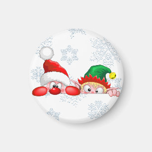 Weihnachtsmann und Elf Süßer und lustiger Weihnach Magnet