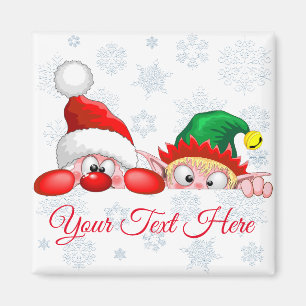 Weihnachtsmann und Elf Süßer und lustiger Weihnach Magnet