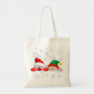 Weihnachtsmann und Elf Süßer und lustiger Weihnach Tragetasche