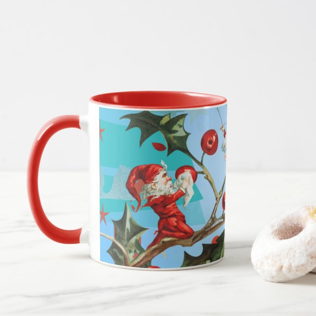 Weihnachtsmann und Elfen kommen bereit! Tasse (Mit Donut)