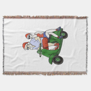 Weihnachtsmann und Frau Claus fahren Roller Decke