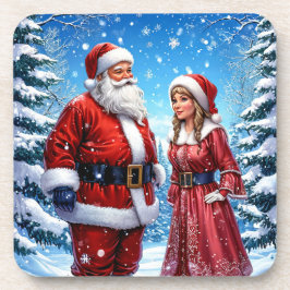 Weihnachtsmann und Frau Claus Getränkeuntersetzer