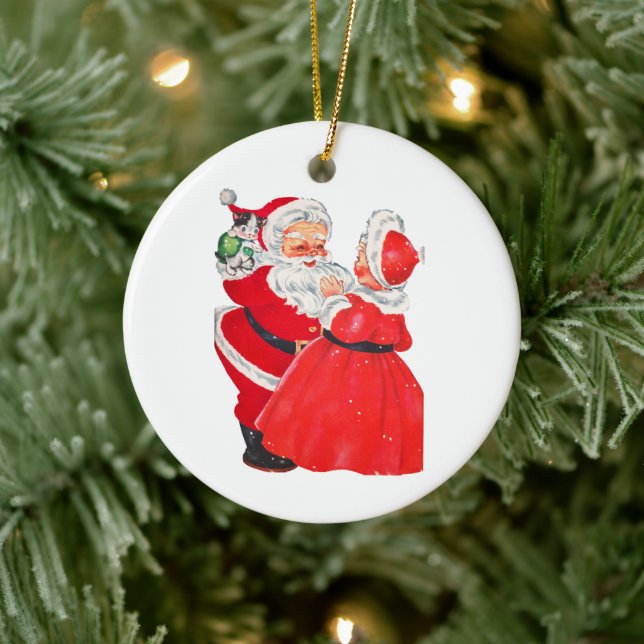 Weihnachtsmann und Frau Claus Keramik Ornament (Baum)