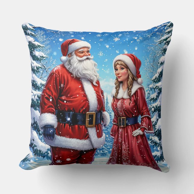 Weihnachtsmann und Frau Claus Kissen (Vorderseite)