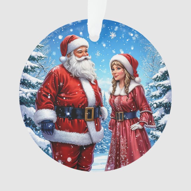 Weihnachtsmann und Frau Claus Ornament (Vorderseite)