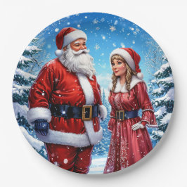 Weihnachtsmann und Frau Claus Pappteller
