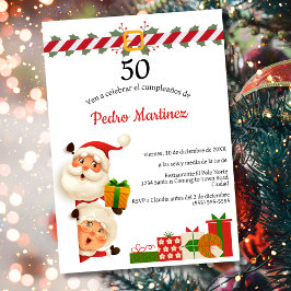 Weihnachtsmann und Frau Claus Weihnachten 50. Gebu Einladung