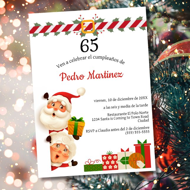 Weihnachtsmann und Frau Claus Weihnachten 65. Gebu Einladung (Von Creator hochgeladen)