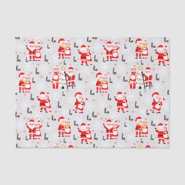 Weihnachtsmann und Frau Claus Weihnachtsfeier Seidenpapier (Vorderseite)