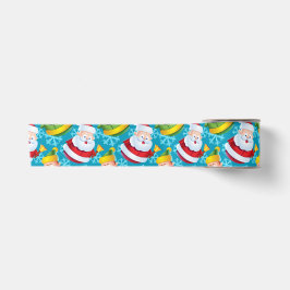 Weihnachtsmann und Freund mit Schneeflocke Satinband