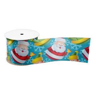 Weihnachtsmann und Freund mit Schneeflocke Satinband