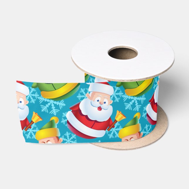 Weihnachtsmann und Freund mit Schneeflocke Satinband (Spule)