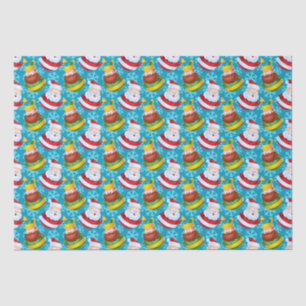 Weihnachtsmann und Freund mit Schneeflocke Seidenpapier