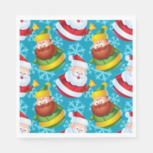 Weihnachtsmann und Freund mit Schneeflocke Serviette