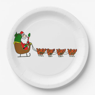 Weihnachtsmann und Hühnerpapier Pappteller