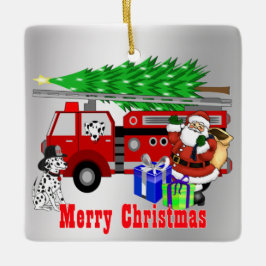 Weihnachtsmann und Hunde Weihnachten Keramikornament