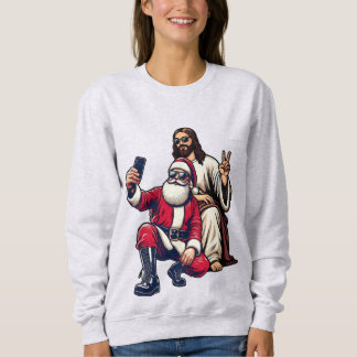 Weihnachtsmann und Jesus Selfie Weihnachts-Sweatsh Sweatshirt